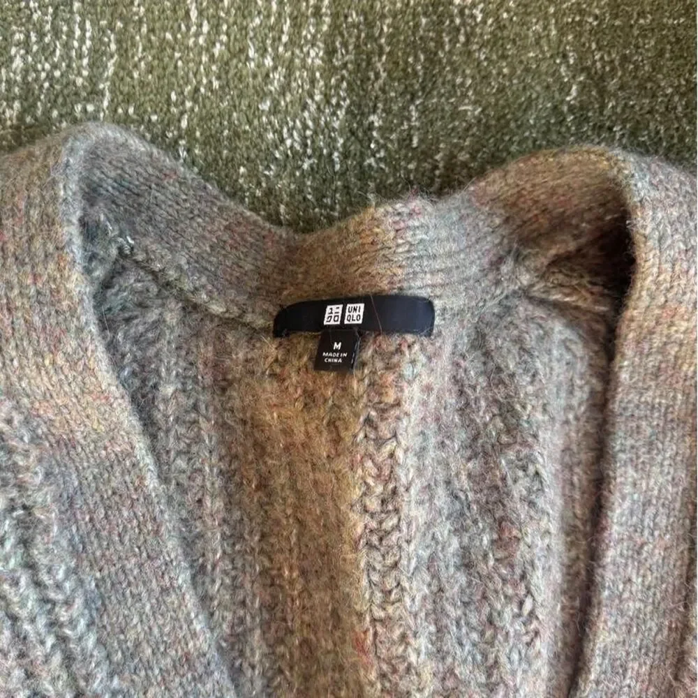 Uniqlo Women's Grey and Brown Cardigan